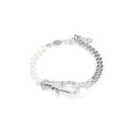 Swarovski Dextera bracelet, Pavé, Crystal pearl, White, Rhodium plated