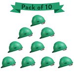 Allen Cooper Industrial Safety Helmet SH-722, Shell with Ventilation, Plastic Cradle with Ratchet adjustable Headband - GREEN (Pack Of 10)