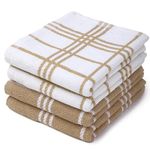 Encasa Terry Kitchen Towel Set - 60x40 cm – Multipurpose Absorbent Cleaning Cloth, Reusable Hand Towel and Dish Cloth (Pack of 4 - Beige Terry)