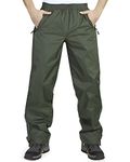 33,000ft Men's Rain Pants, Waterproof Rain Over Pants, Windproof Outdoor Pants for Hiking, Fishing Army Green