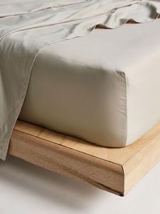 Linen House 500TC Cotton Sateen 50cm Fitted Sheet, Queen, Taupe
