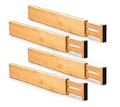 Utoplike 4pcs Bamboo Drawer Dividers, Adjustable Organisers, Spring Loaded, works in drawer for Dresser, Bathroom, Bedroom, Desk