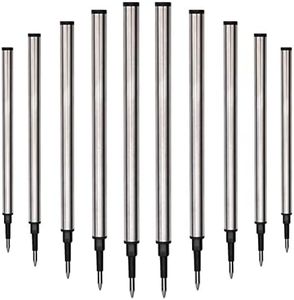 YIVONKA 10 Pieces Replaceable Ballpoint Pen Refills Medium Point Metal Refill Smooth Writing Black or Blue Ink Pen Refills 0.5 mm (10 Black 0.5mm Refills)