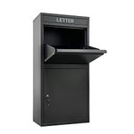 Feliluke Package Delivery Box for Porch, Super Large Steel Freestanding, Parcel Drop Box with Lockable Secure Storage Compartment, Drop Slot Mail Box, Black Grey