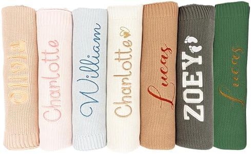 NICHEBEE Personalized Baby Blanket, 100% Organic Cotton GOTS Certified, Custom Baby Blanket with Name, Customized Swaddle Blanket with Name, Knit Recieving Blankets for Boys and Girls