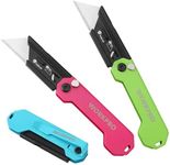 WORKPRO 3-Pack Folding Utility Knife, Razor Blade Knife with Safety Axis Lock, Quick Change Blade Box Cutter, EDC Pocket Knife with Belt Clip