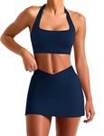 OZICERD Tennis Skirt Two Piece Skirt Sets for Women 2 Piece Skirt Set Going Out Golf Mini Skort Athletic Dress Workout Set Blue Navy S