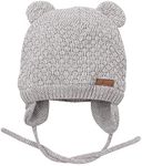 Baby Beanie Hat for Winter with Earfalp Cute Bear Kids Toddler Girls Boys Warm Knit Cap for 0-3Years (Grey, S(0-7Months))