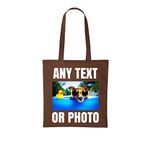 Personalised Tote Bag Printed With Any Text Photo Or Logo Birthday Business Hen Party (Brown)