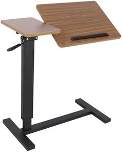 FATIVO Mesa Auxiliar Cama con Ruedas: Mesa Lateral Móvil Madera y Metal de Altura Ajustable con Tablero Inclinable para Salón Sofá Mesa de Comer Médica para Hospital 75,5 x 40 cm(Tablero Inclinable)