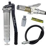 LockNLube Professional Series Lever Grease Gun. Includes Our Patented Grease Coupler (Locks on, Stays on, Won't Leak!) Plus a 20" Hose and in-line Hose Swivel.