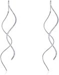 Silver Spiral Threader Earrings Silver Pull Through Dangle Drop Earrings for Women Handmade Minimalist Earrings