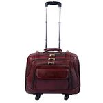 HYATT Leather Accessories I8 Inch Cabin Size Tan Leather Business Trolleys Laptop Roller Cases Backpacks