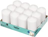 BOLSIUS Set of 12 White Pillar Candles - 2.75-x 5-inch Unscented Candle Set - Dripless Clean Burning Smokeless Dinner Candle - Perfect for Wedding Candles, Parties and Special Occasions