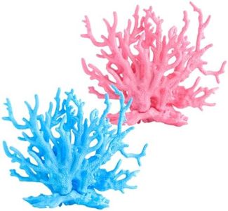 Dtoterul Decoración de Coral Artificial para Acuario 2 Piezas Coral Planta Ornamento Adornos Artificiales de Coral Decoracion Acuarios Pequeños Coral de Simulación para Acuario Tanque Pescados