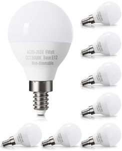 8 Pack E12 LED Ceiling Fan Light Bulbs 120V 60W Eqv., Daylight 5000K, A15 Candebalra Light Bulbs Small Base, Bright LED Bulb Round, Not Dimmable