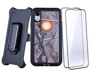 WallSkiN Case for iPhone XR (6.1") with 2 Screen Protectors | Heavy Duty Full Body Military Grade Drop Protection Carrying Cover Holder | Holster for Men Belt with Clip Stand – Camouflage