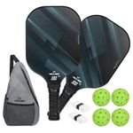 Pickleball Paddles, USAPA Approved Carbon Fiber Pickleball Paddles Set of 2, PP Honeycomb Core - Lightweight raquette Pickleball, Best Pickle Balls Racket Set for Beginners (Black-Carbon Fiber)