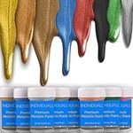 Premium Metallic Acrylic Paint Set by individuall - 8 Professional Grade Metallic Paints - Art Supplies Made in Germany - Craft Acrylic Paint Set with Metallic Effect - Canvas Painting & Any Sur...