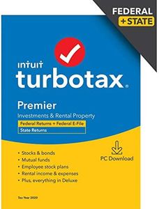 [Old Version] TurboTax Premier 2020 Desktop Tax Software, Federal and State Returns + Federal E-file [Amazon Exclusive] [PC Download]