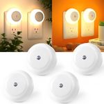 4-Pack Plug in LED Night Lights,LED Night Light,Circular Smart Night Light,Smart LED Night Light with AU Plug,Auto LED Night Lights for Bedroom,Wall, Stairs,Hallway(2WarmWhite＆2Amber Light)