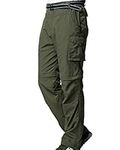 Jessie Kidden Mens Hiking Cargo Trousers Convertible Quick Dry Lightweight Zip Off Outdoor Fishing Travel Safari Walking Pants #225 Army Green-M 34