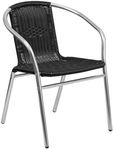 Flash Furniture Commercial Aluminum and Black Rattan Indoor-Outdoor Restaurant Stack Chair