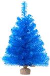 Osfvn Blue Christmas Tree 2ft Tinsel Artificial Small Mini Xmas Pine Trees Decorations Tabletop Centerpiece Mantel Home Decor