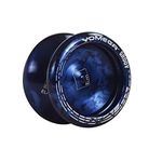 Yomega Groov – Pro Level Aluminum Metal Yoyo for Advance Players – Round Shaped, C Size Ball Bearing Yoyo with Adjustable Responsive/Nonresponsive Play + 3 Month Warranty (Black and Blue)