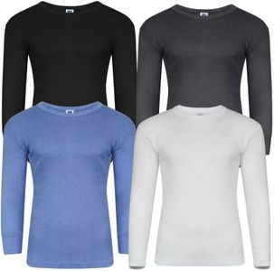 iTRONiK Pack of 4 Long Sleeve Men Thermal Shirt Underwear Top Warm Winter Brushed Inside Base Layer Vest (Multi, M)
