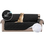 BellaHills 100% Waterproof Oversized Sofa Cover Protector Couch Covers for Dogs/Pets | Sofa Slipcover for 3 Cushion Couch with Non Slip Backing and Adjustable Strap (Oversized Sofa 78", Black)