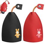 URAQT Car Key Case, 2 Pcs Cute Pull Type Key Bag, Creative Large Capacity Key Sleeve, PU Leather Cartoon Car Key Wallets Housekeepers Cute Protection Key Pouch Car Key Cover for Men Women