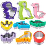 Dinosaur Cookie Cutters 9 Set, Nifogo Stainless Steel Shaped Cookie Candy Food Cutters Molds for DIY, Kitchen, Baking, Kids Dinosaur Theme Birthday Party