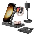 Wireless Charger for Samsung Charging Station: GEEKERA 3 in 1 Foldable Phone Charger Stand for Galaxy Watch6/5 Pro/4/3/Active, S24 Ultra/Plus/S23/S22/S21/S20, Z Fold/Flip Series, Android, Buds 2 Pro