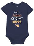 Zeezeezoo Dad's Future Cricket Buddy Newborn Baby Romper Bodysuit Onesie Clothes Dress Dad & Cricket Theme 0-3 Months