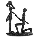 Sziqiqi Iron Propose Marriage Figurines for Table - Vintage Metal Couple Statue Black Sweet Romantic Sculptures Ornament 6 Years Iron for Her Women Girlfriend Bride Couples Lovers