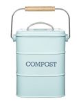 KitchenCraft Living Nostalgia, Kitchen Compost Bin, Metal, 16.5cm x 24 cm, Duck Egg Blue