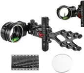 Compound Bow Sight Carbon Fiber Bar Micro Adjustable Single Pin Bow Sight T Shape Target Sight for LH/RH (Bow Sight with 6X Lens)