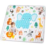 Funsland Baby Play Mat, Foldable Kids Playmat, Cotton Baby Play Mats for Floor, 127x127cm Soft Baby Crawling Mat Pollution-Free, Non-Slip Baby Activity Play Mat for Toddlers 1 2 3 Years Old, Animal