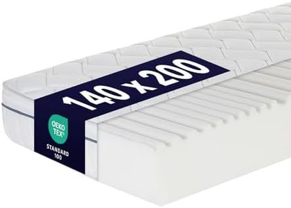 Ortho-Relax Matratze 140x200cm, 23cm hoch, Bett Härtegrad H4 & H5, 100 Nächte Probeschlafen, wendbare Matratze mit weicher & Fester Seite, Wendematratze 7-Zonen-Komfortschaum-Matratze, Öko-Tex 100