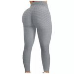 Shopipistic Honeycomb Bubble Textured Gym Leggings for Women High Waist, Tummy Control Gym Wear for Women, Butt Lifting Leggings, Scrunch Butt Leggings for Your Perfect Curves- Grey Pants 2XL