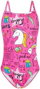 Girls Bathing Suit Size 7-8 Years Old Pink Unicorn Print One Piece Hawaiian Beach Swimsuits