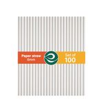 ECO SOUL [6 mm, 100 Count] Biodegradable Paper Straws | Eco-Friendly Compostable Sustainable Disposable Drinking Straws | Cocktail Cold Drink Juice Non-Bendable White Straws (Regular)