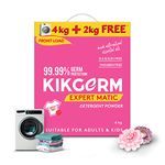 KIKGERM Front Load Detergent Powder For Tough Stain Removal White and Coloured Clothes Plant Based No Harmful Chemicals - 4KG +2KG (6 KG)