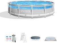 INTEX 26721EH 14ft x 42in Prism Premium Clearview Frame Above Ground Pool Set: Includes 1000 GPH Krystal Clear Cartridge Filter Pump – 3357 Gallon Capacity – Age Grade 6+
