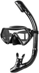 Edge Snorkeling Gear for Adults, Dry-Top Snorkel & Scuba Diving mask, Anti-Fog Wide View Dive Goggles Professional Snorkeling Swimming Set Breathing Freely