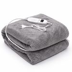 Expressions Premium Electric Heated Over Blanket - Electric Throw – 150cm x 130cm with 9 Fast Heat Levels & 9 Hours Auto Off - Super Soft Sherpa & Fleece (Grey)
