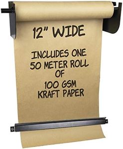 Wall Mounted Kraft Paper Dispenser & Cutter: Includes 50 Meter Long Kraft Paper Roll - Perfect for to-Do Lists, Daily Specials, Menus and Other Note Taking (12 Inches Wide)