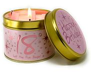 Lily Flame Happy Birthday 18th Scented Candle Tin - A Scented Keepsake of The Big Day with Double Sparkly Label - Cruelty Free and Vegan Friendly