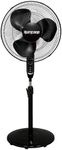 Hurricane Supreme Oscillating Pedestal Stand Fan with 3 Quiet Speeds, Black, 16" - Corded Electric Air Cooling Unit with Remote Control & Adjustable Height for Home, Apartment, Workshop or Office